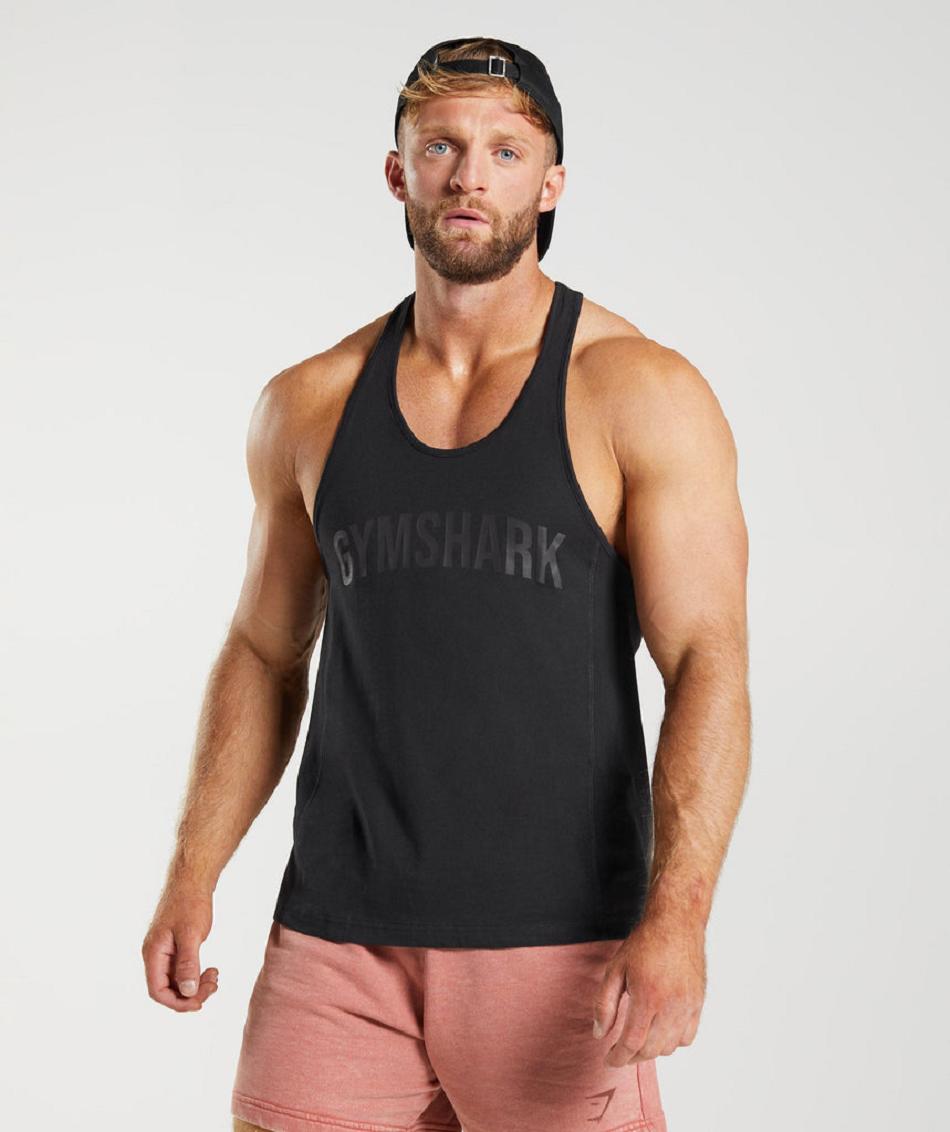 Stringers Męskie Gymshark Power Czarne | PL 3712ILH